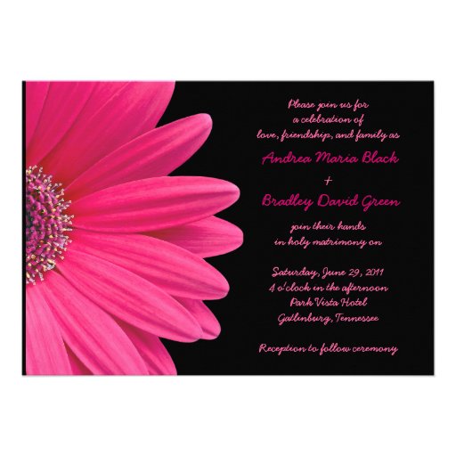 Faire-part de mariage rose de Gerbera - rose et no