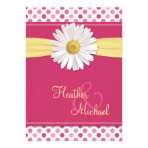 Faire-part de mariage rose de marguerite de point 
