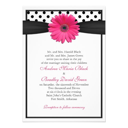 Faire-part de mariage rose de point de polka de ma