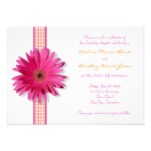 Faire-part de mariage rose de ruban de plaid de ma