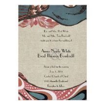 Faire-part de mariage rose de toile de paon de cru