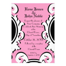 Faire-part de mariage (rose) en ivoire baroque
