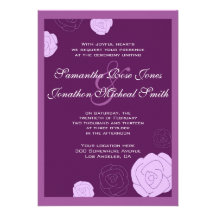 Faire-part de mariage rose - fleurs pourpres