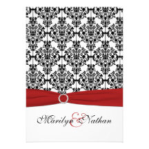 Faire-part de mariage rouge, blanc et noir de la d