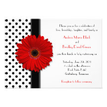 Faire-part de mariage rouge blanc noir de margueri