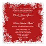 Faire-part de mariage rouge de flocons de neige