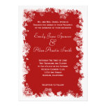 Faire-part de mariage rouge de flocons de neige