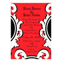 Faire-part de mariage (rouge) en ivoire baroque