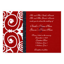 Faire-part de mariage rouge et blanc gai de remous