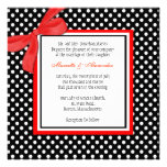 Faire-part de mariage rouge et noir de point de po