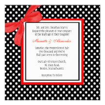 Faire-part de mariage rouge et noir de point de po
