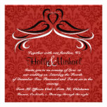 Faire-part de mariage rouge et noir romantique de 