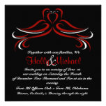 Faire-part de mariage rouge et noir romantique de 