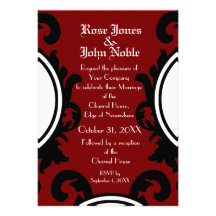 Faire-part de mariage (rouge) noir baroque