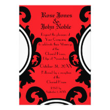 Faire-part de mariage (rouge) noir baroque