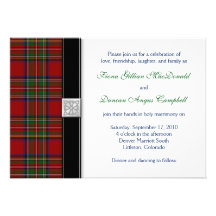 Faire-part de mariage royal de tartan Stuart