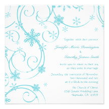Faire-part de mariage turquoise blanc d'hiver de f