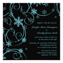 Faire-part de mariage turquoise noir d'hiver de fl
