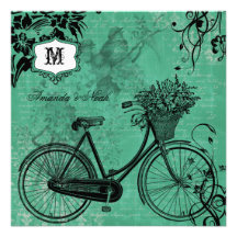 Faire-part de mariage turquoise vintage de carré d