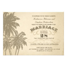 faire-part de mariage typographique de palmier vin
