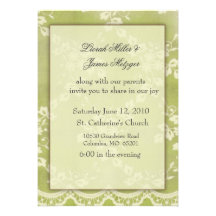 Faire-part de mariage vert doux de dentelle