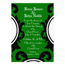 Faire-part de mariage (vert) noir baroque