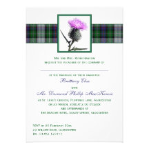 Faire-part de mariage vert pourpre de chardon de t
