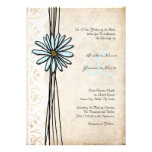 Faire-part de mariage vintage de marguerite bleue
