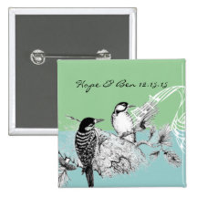 Faire-part de mariage vintage d'inséparables pin's avec agrafe