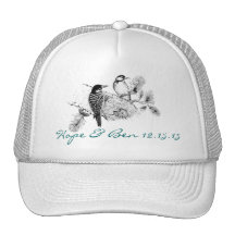 Faire-part de mariage vintage d'inséparables casquette