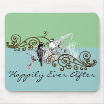 Faire-part de mariage vintage d'inséparables tapis de souris