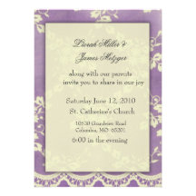Faire-part de mariage violet de dentelle