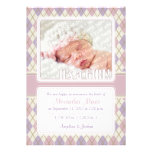 Faire-part de naissance à motifs de losanges (rose
