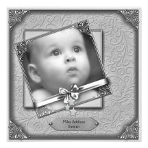 Faire-part de naissance blanc noir de photo de béb