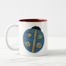 Faire-part de naissance bleu de coccinelle de styl tasses à café