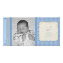 Faire-part de naissance bleu de cru de guingan cartes avec photo