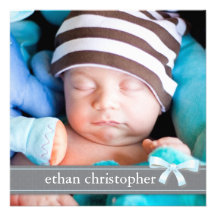 Faire-part de naissance bleu de photo de bébé d'ar