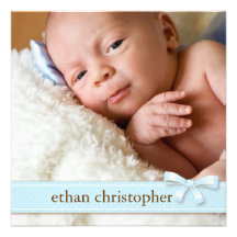 Faire-part de naissance bleu de photo de bébé d'ar