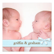 Faire-part de naissance bleu de photo de bébé de g