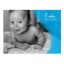 Faire-part de naissance bleu de photo d'ondulation carte postale