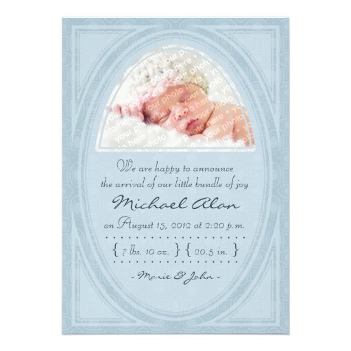Faire-part de naissance bleu d'ovales