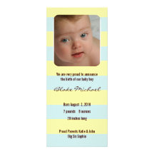 Faire-part de naissance - bleu et jaune