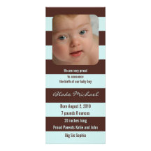 Faire-part de naissance - bleu et rayure de Brown