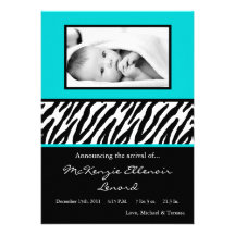 faire-part de naissance bleu noir de PHOTO du zèbr