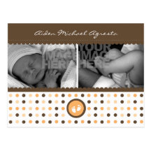 faire-part de naissance brun chocolat et orange cartes postales