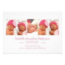 Faire-part de naissance chic de photo du rose 5 de