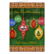 Faire-part de naissance classique de photo de Noël Carte De Vœux