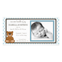 Faire-part de naissance customisé par bleu d'ours  cartes avec photo