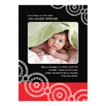Faire-part de naissance de Bandhini de noir de béb