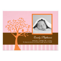 Faire-part de naissance de bébé d'arbre de chute
